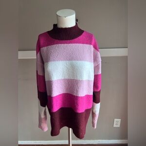 Simply Styled Women's Pink and Brown Striped Sweater